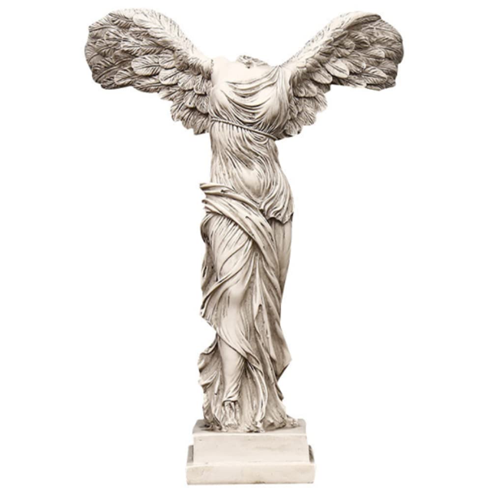 

[FUPUTWO] Samothrace Winged Statue Figurine, Goddess of Victory, Interior Decor Object, Replica (White, Medium)