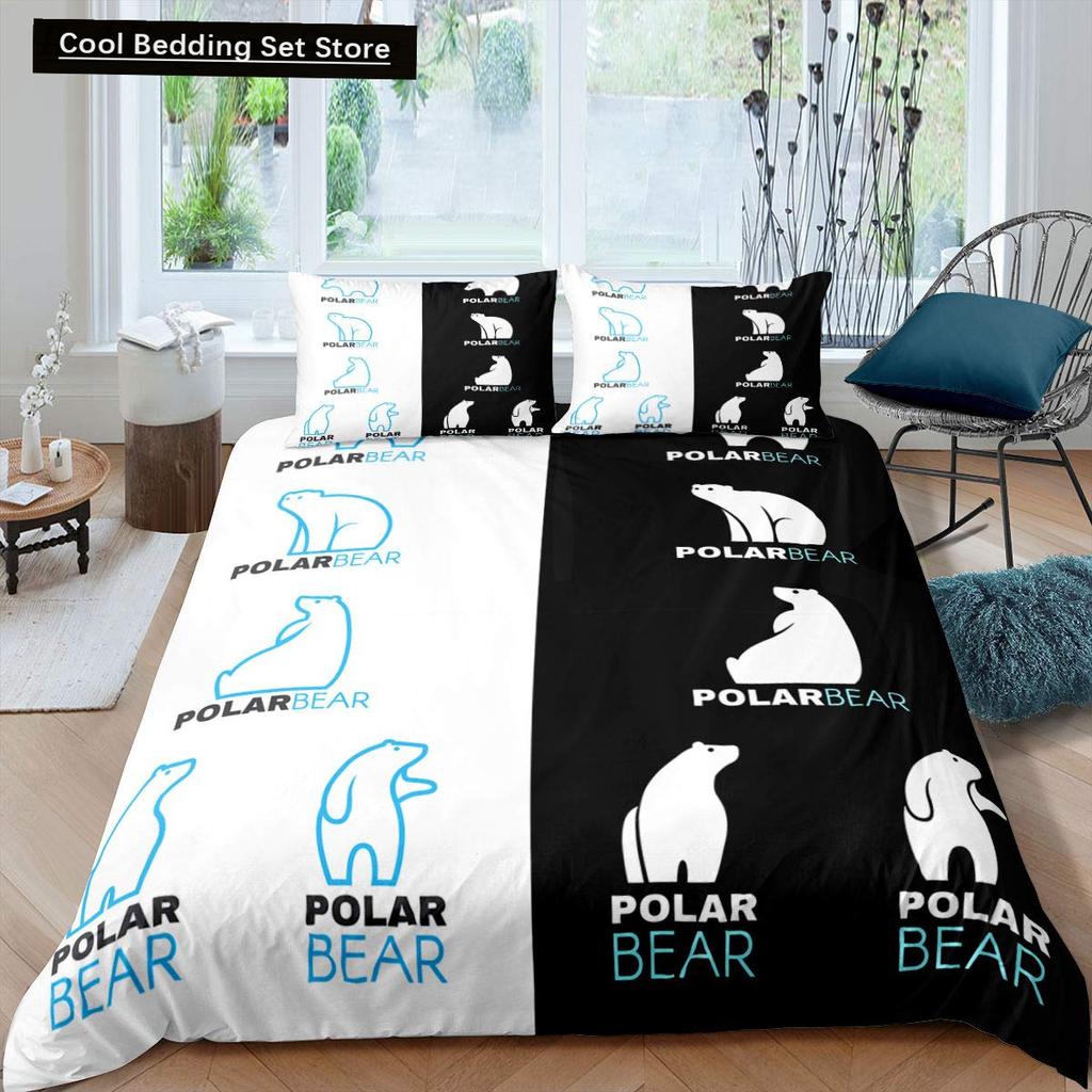 Poszewka na kołdrę z niedźwiedziem polarnym King Queen 3D Lovely White Arctic Animal Pościel dla dzieci nastolatków dorosłych Wildlife Poszewka na kołdrę Poszewka na poduszkę