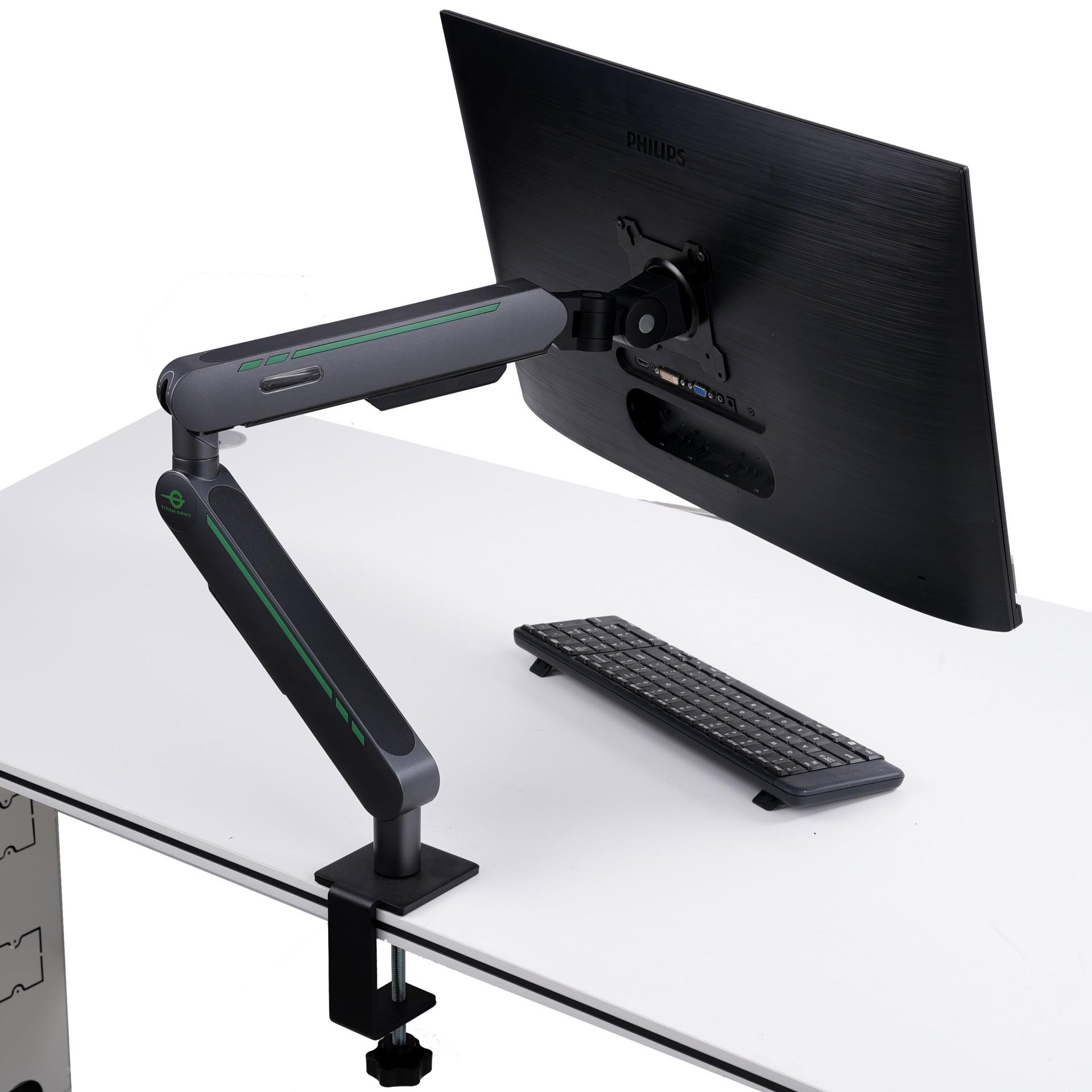 

Desk Clamp Mount - Adjustable Single Monitor Stand with 360° Rotation Black Single Screen Stand