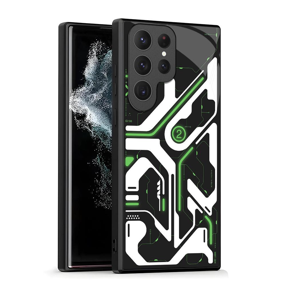Men's cool mechanical wind applies to Samsung S25ultra mobile phone case creative glass case S24 foreign trade hot-selling S23