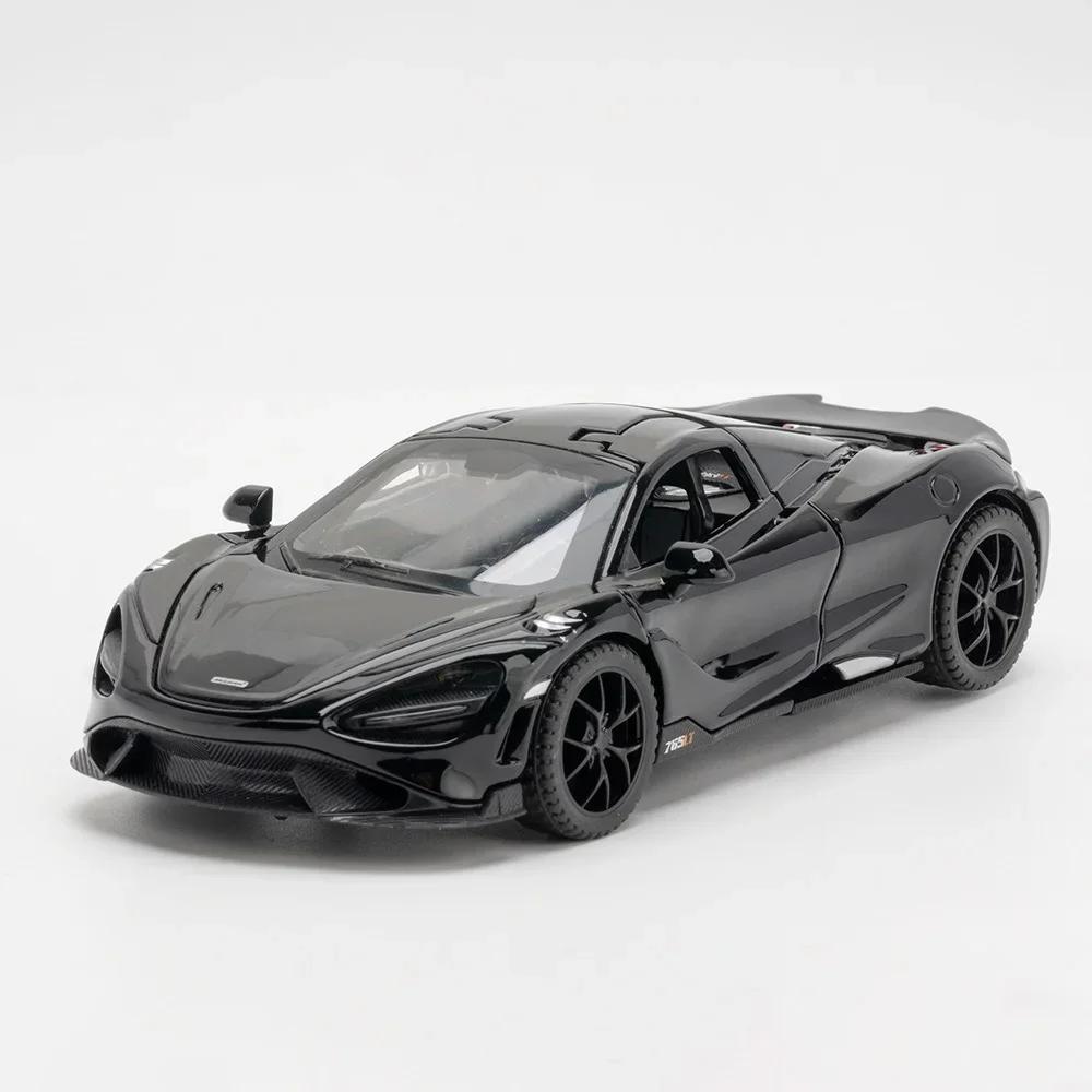 1:32 Scale 720S 765LT Toy Car Model Pull Back Sound Light Lift Tail Wing Vehicle Metal Diecast Models Supercar Gifts for Kids