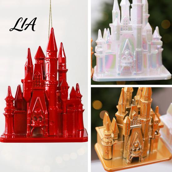 Unique Christmas Gift Decorations Castle Ornament, 3D Electroplating Tree Hanging DIY Holiday Scene Settings Decoration, Electroplated Plastic Pendant