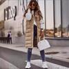 Women's Hooded Long Vest Knee Length Long Cotton Down Vest