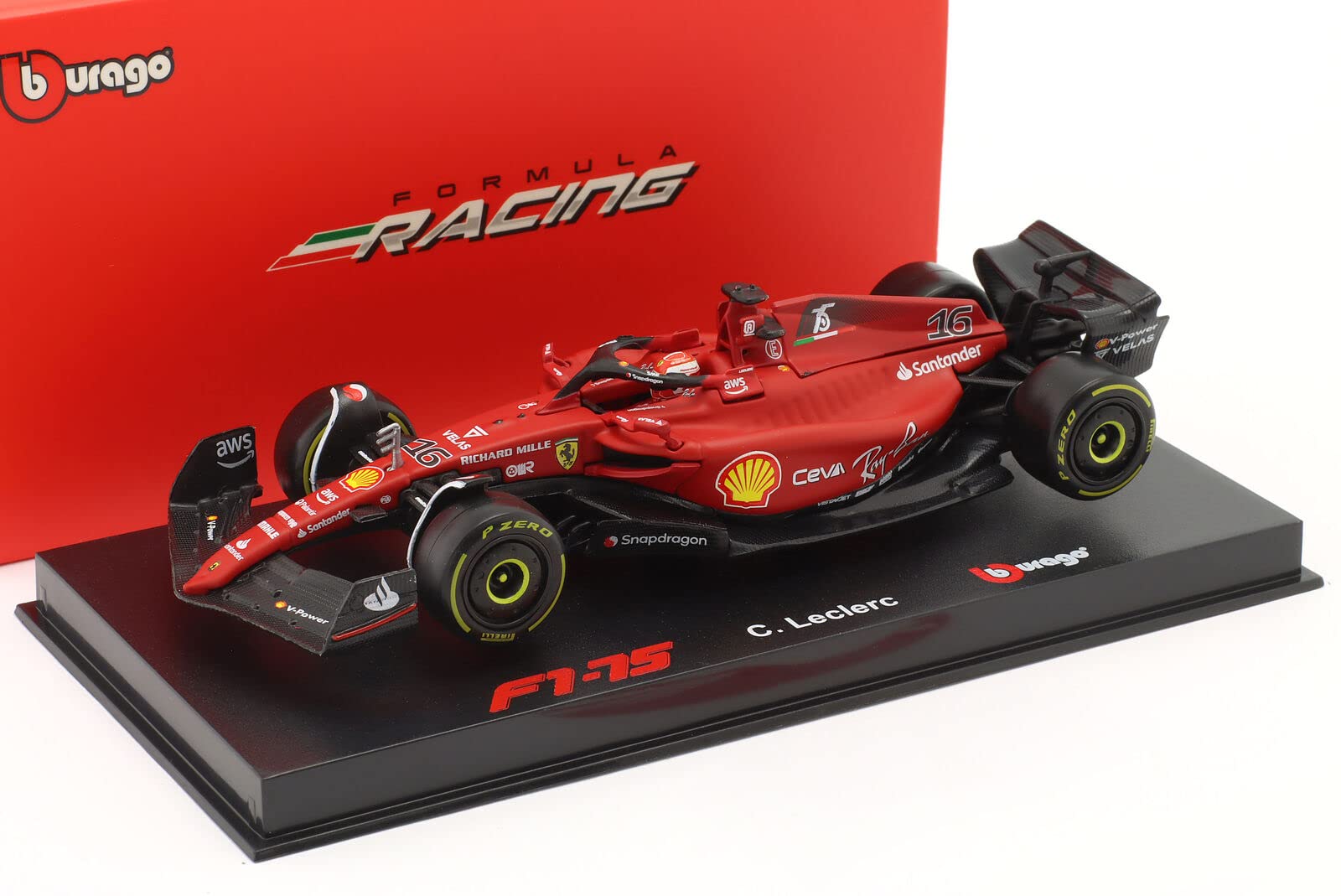 

Bburago Ferrari Charles Leclerc 2022 Bburago FERRARI Charles Leclerc Литая модель 36831L 1/43 F1-75 #16 [Предмет]