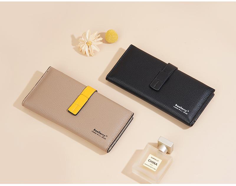 Baellerry Women's Korean Style Color Block Multi-Card Long Wallet Clutch