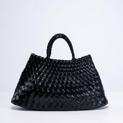 New Retro Hand-woven Vegetable Basket Bag, High-end Soft Leather Handbag, Fashionable Versatile Women's Bag