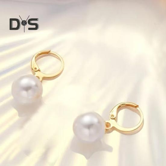 Faux Pearl Jewelry Set for Women White Faux Pearl Necklace Hoop Earrings Set for Bride Bridesmaid Wedding Accessory