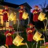 Retro Wrought Iron Solar Kettle Lamp with Copper Coin Design for Outdoor Courtyard Decor