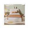 Lit Enfant - MUVOE - 90x200cm - Tête De Lit Lapin - Rembourré Beige - Lattes En Bois