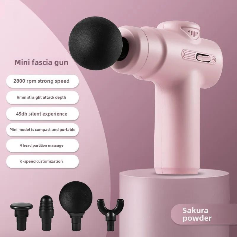4 Head USB Mini Massage Gun Portable Deep Tissue Massager for Muscle Relaxation Fitness Vibrating Gun