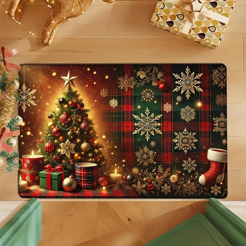 

Christmas Tree Snowflake Doormat, Festive Holiday Rug for Living Room, Kitchen, Bathroom, Laundry Room, Xmas Decor 40x60cm