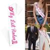 Satined Ribbon Sash With Pink Lettering For Bachelorette Event Celebration Birthday Graduation And Cowboy Theme Parties