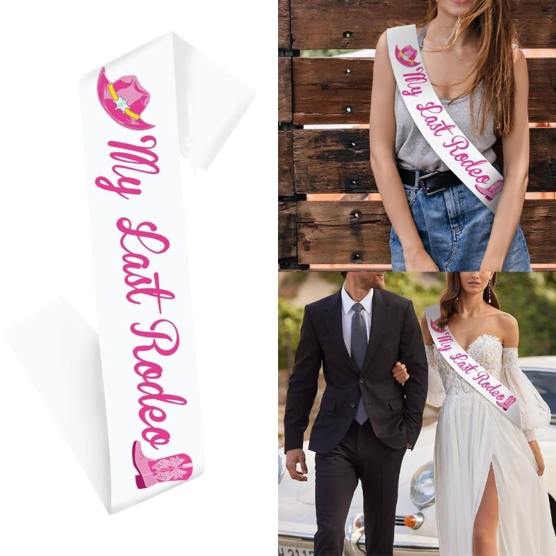Satined Ribbon Sash With Pink Lettering For Bachelorette Event Celebration Birthday Graduation And Cowboy Theme Parties