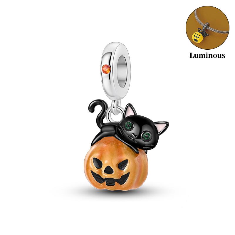 New Luminous Halloween Skull Witch Pumpkin Candy Charms Beads Fit 3Mm Original Bracelets Diy Party Jewelry