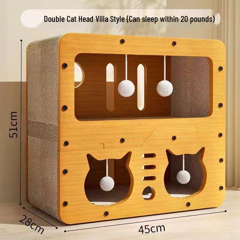 Vertical Cat Scratching Post and Bed - Wear-Resistant, All-Season Cat Claw Board & Winter Cat House with Toy