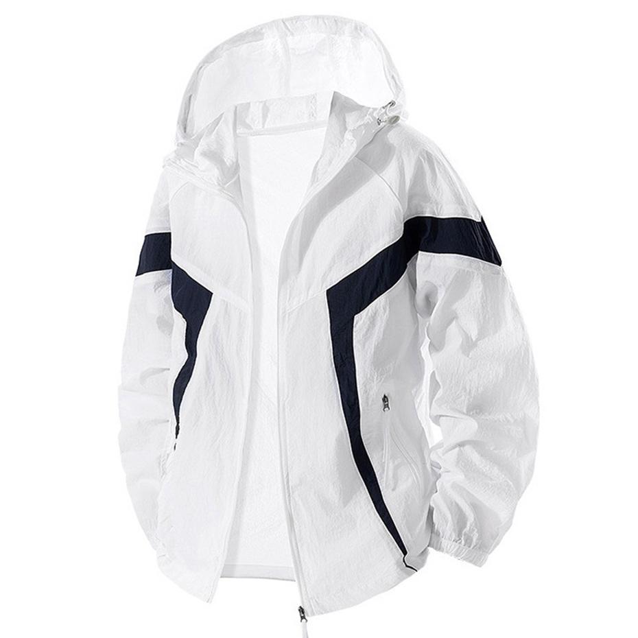 

8XL Plus Size Men s Summer Jackets Thin Lightweight Hooded Windbreaker Sun Protection Coats Man Big Size Jackets M білий