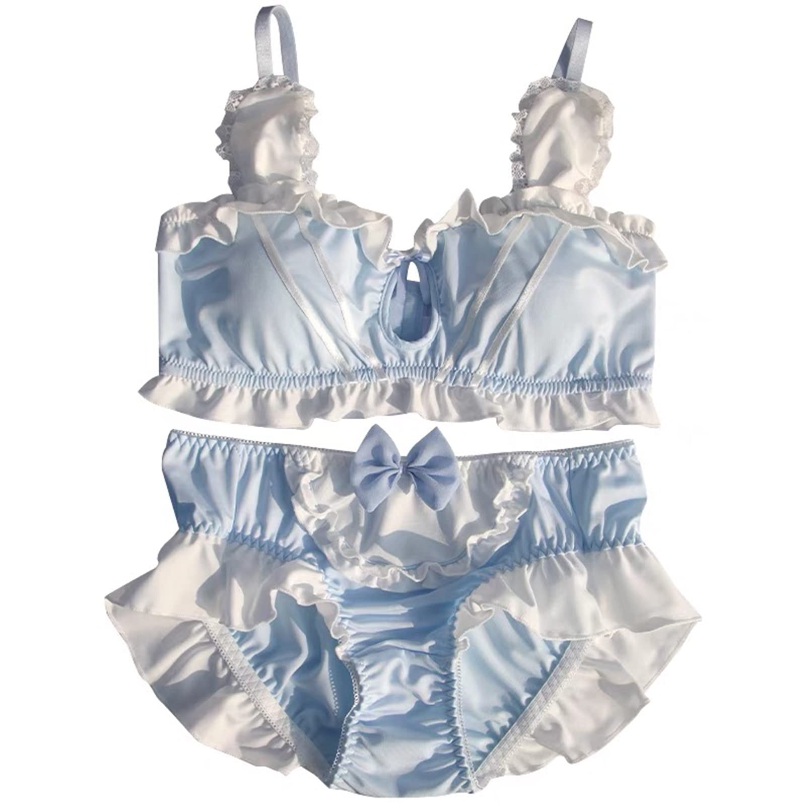 

Mimomomm Кролик Ленточное Бюстье и Трусики и Трусики и Японский для Мужчин и Женщин Комплект в стиле горничной, Беспроводной, Милый, Унисекс, Мужские Женские Брифы, Нижнее белье,