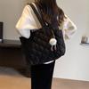 Minimalist Solid Color Cotton Shoulder Bag For Women With Inner Pocket And Street Style