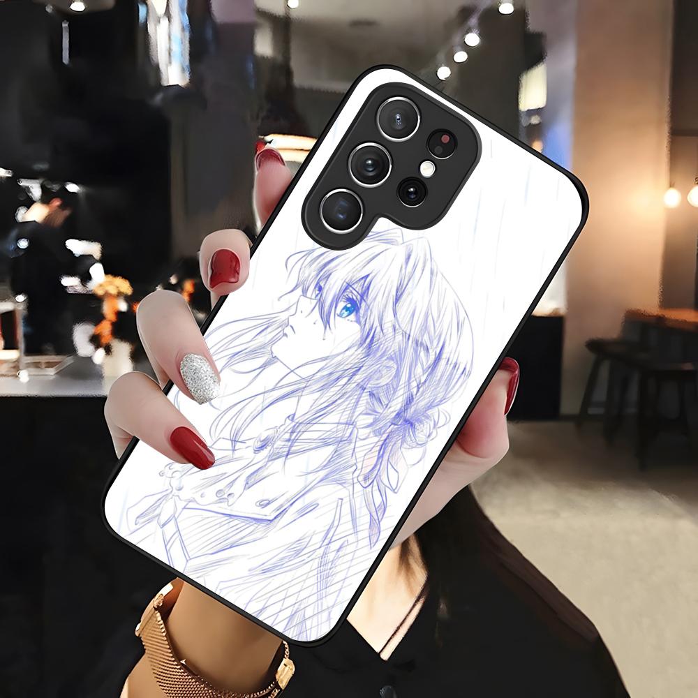 Sketch Anime Girl Phone Case For Samsung S26 S25 Edge Ultra 24 23 22 21 Ultra Plus Fe A55 56 15 4G 5G Glass Cover