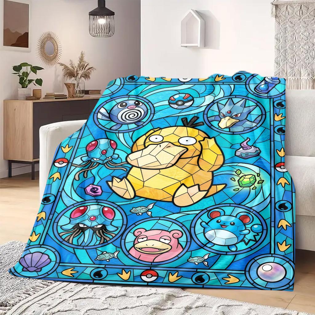 PokeMon Anime Print Blanket Warm Comfortable Flannel Blanket Suitable for Bedrooms, Sofas, Beds, Chairs, Picnics, Travel