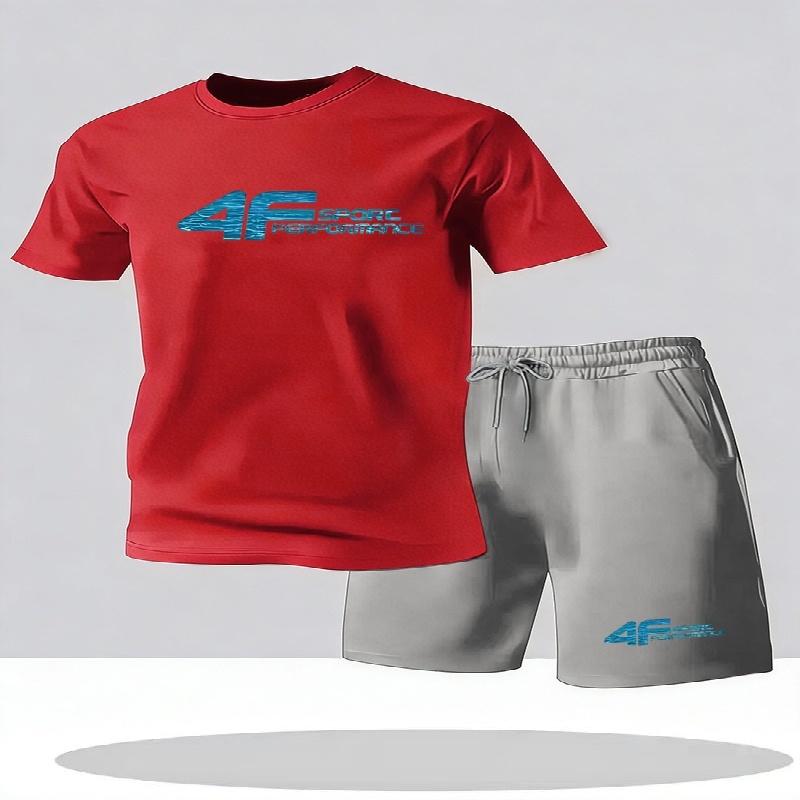 Herenpak 2-delige Set Mode Vrije Tijd Comfortabele Set Heren Inclusief T-shirts Korte Broeken Geschikt voor Sport Fitness Activiteiten Zomer