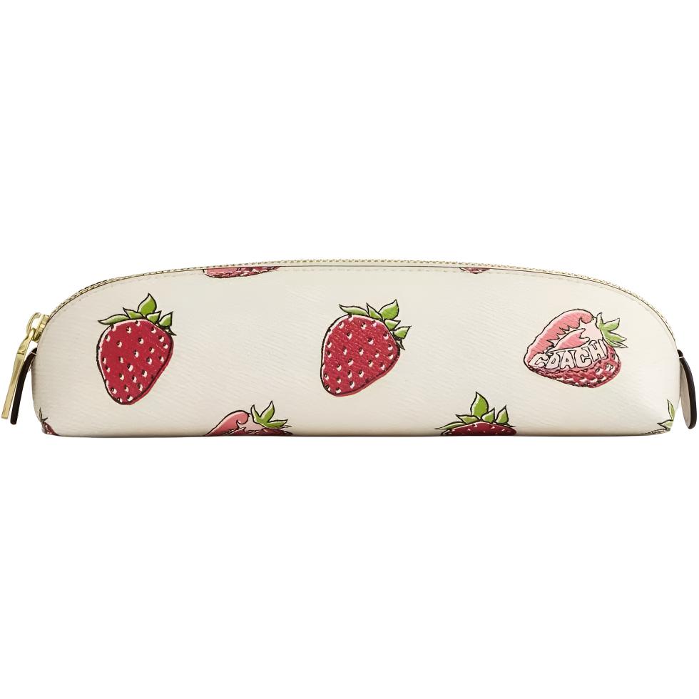 

Coach Pencil Case 20 Strawberry Print Hardware Accessories Coated Canvas Travel Storage Bag Regular Women Accessories Gold Chalk-White CAP08-IMCAH Gold & Chalk White
