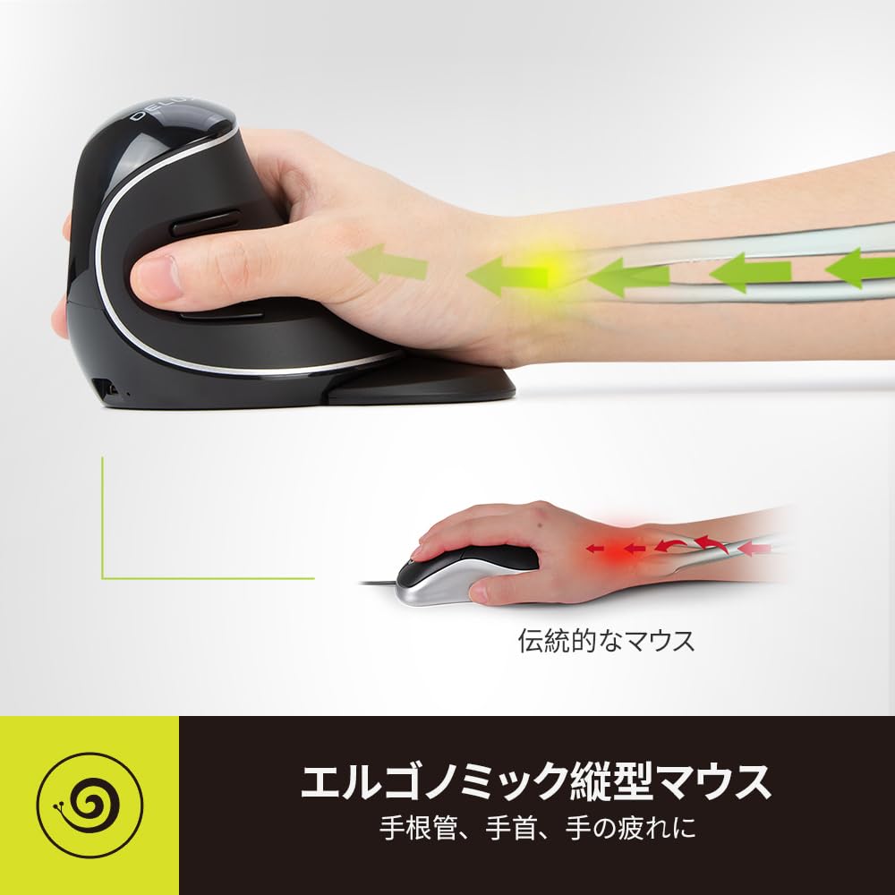 DELUX Wireless Ergonomic Quiet Rechargeable Vertical Mouse with and Bluetooth Detachable Wrist Up to 4000 6 Relieves Carpal and Hand for Mouse, 2.4G