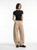 Chaenseseunoi Lument Balloon Fit Cut Cotton Pants (Beige/White)/W262Pt11
