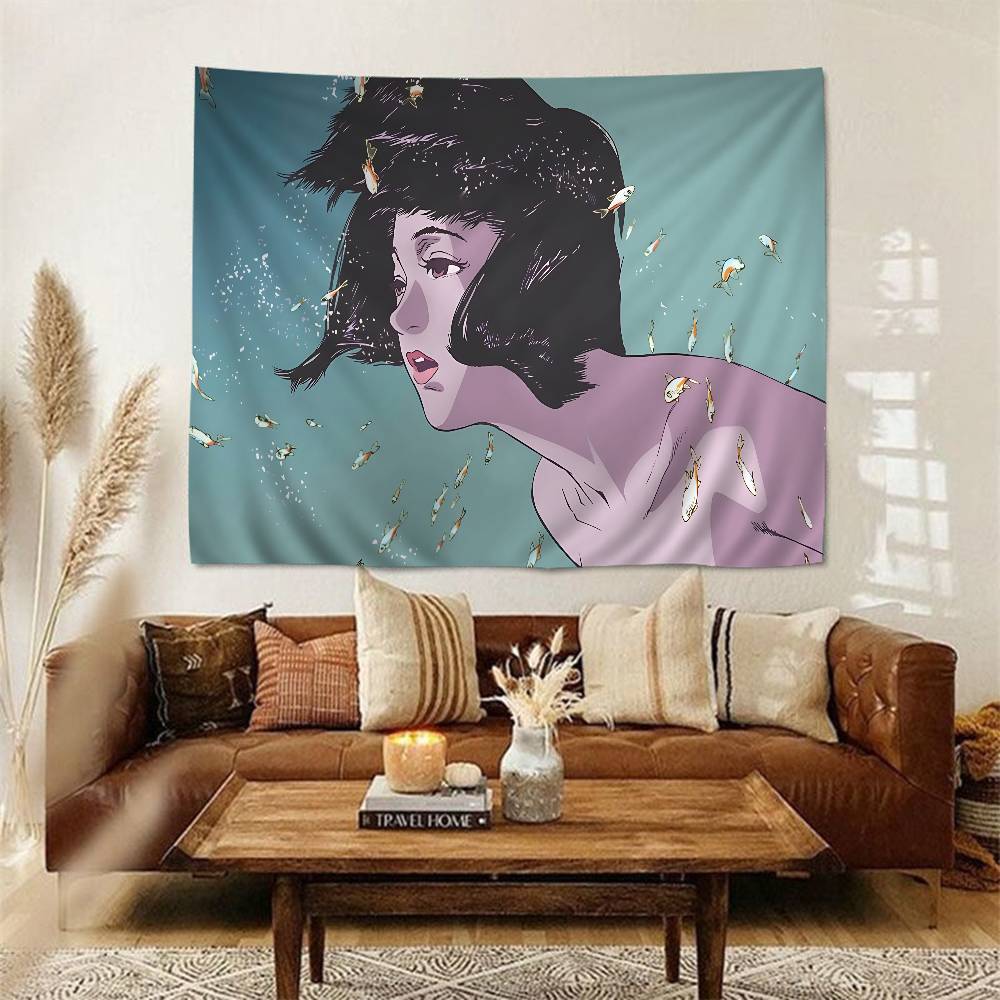 Japanese Horror Movie Pperfect Bblue Anime Tapestry Hippie Flower Wall Carpets Dorm Decor Wall Hanging Home Decor