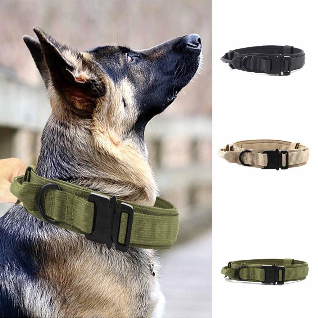 Adjustable  Dog Collar with Handle –  Reflective Nylon Military Training Collar, Quick Release Metal Buckle, Strong Control for Large Dogs