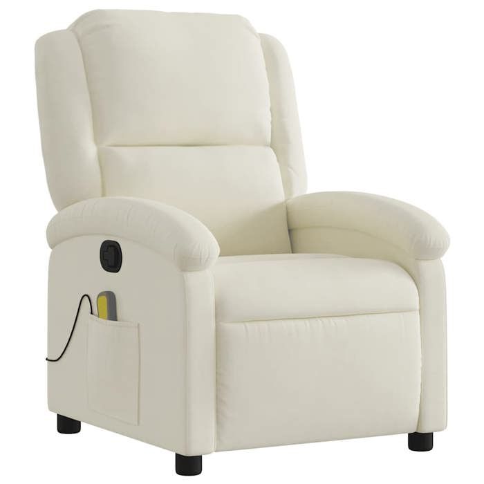 VidaXL Fauteuil de massage inclinable crème velours 371817