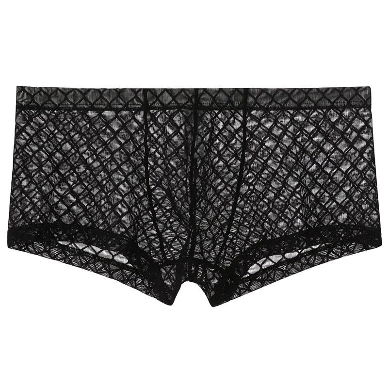 Youye Men's Mesh Transparent Low-Waist Summer Boxer Briefs - Breathable and Trendy Youth Underwear