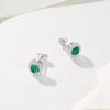 Zhou Hengfu S925 Sterling Silver Cultured Emerald Earrings - Versatile High-End Women's Fashion Accessory