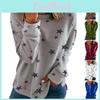 Women Casual Tunic Crew Neck Long Sleeve Star Print Tee Top Blouse For Daily Comfort And Style