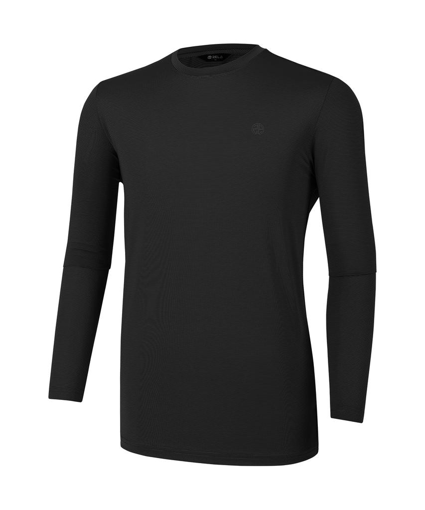 2ELA Men'S Dual Cooling Cooling Round Long Sleeve T-Shirt 6 Colors (Type A)