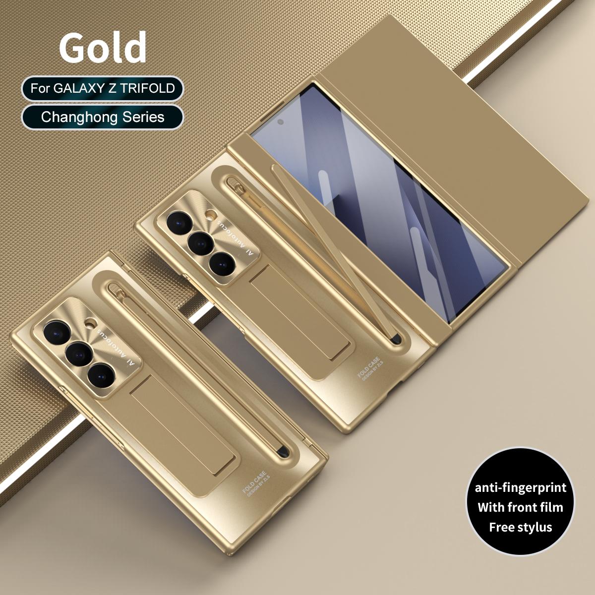 

For Samsung Galaxy Z TriFold phone case, with tempered glass, integrated stand, with pen and pen slot, fingerprint-resistant Samsung Galaxy Z TriFold