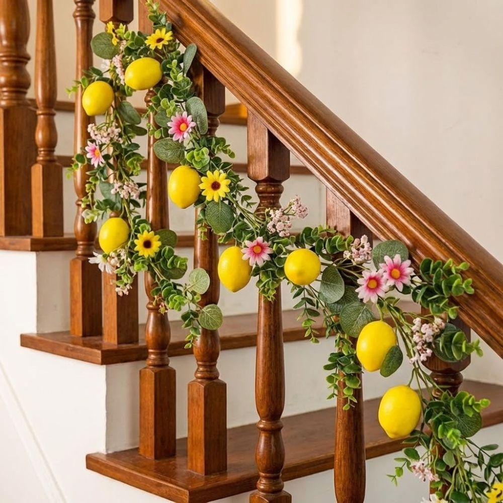 200CM Length Lemon Vine Wreath Green Leaves Lemon Garland Fake Plant  Kitchen Decor