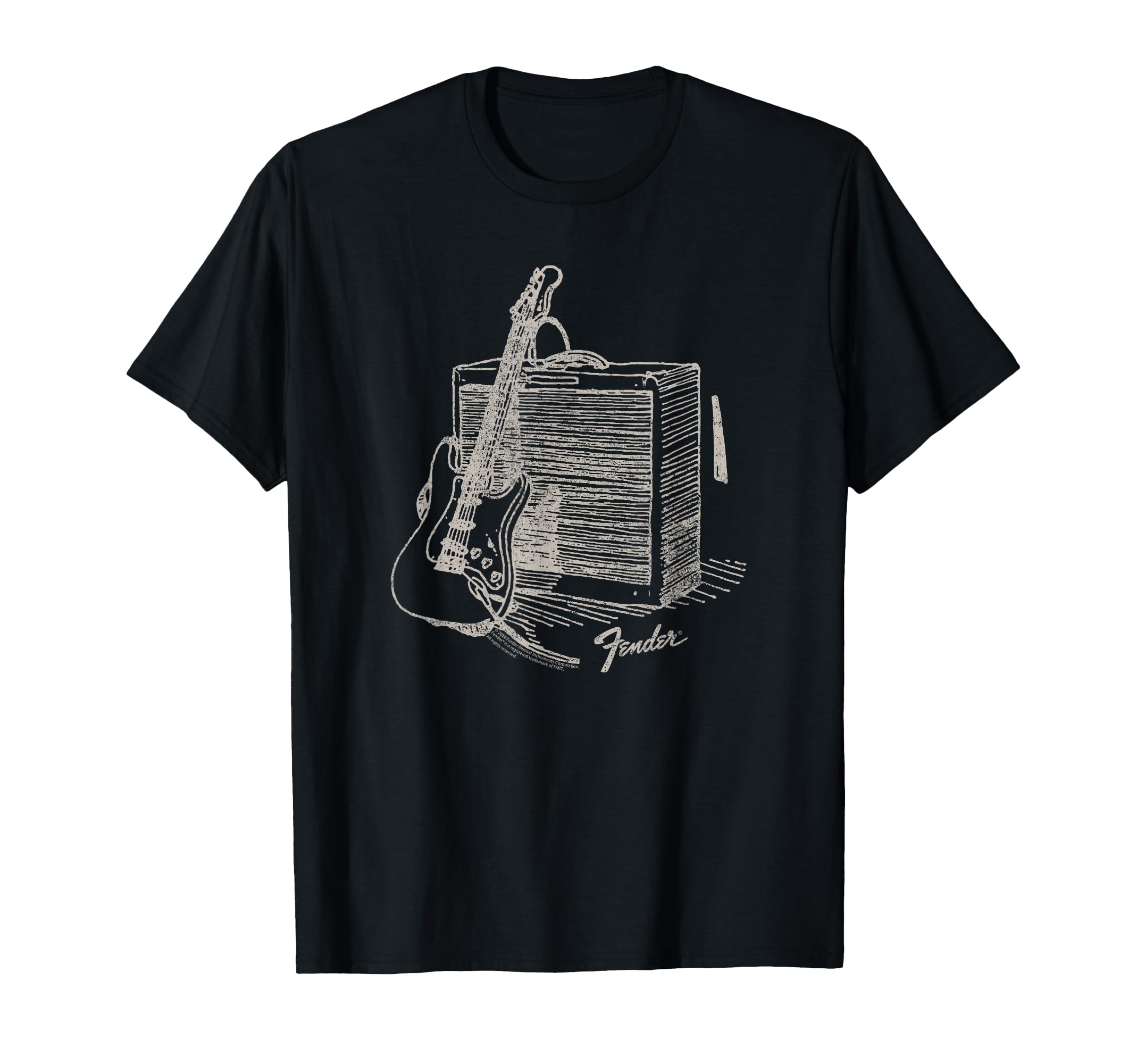 

Fender Guitar Resting On Amplifier Retro Outline Image T-shirt чорний