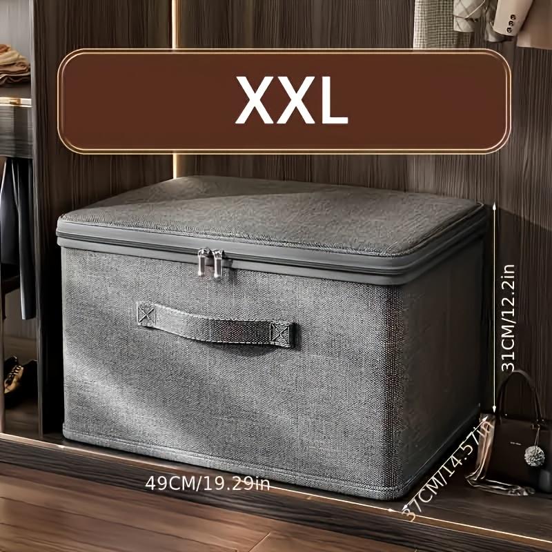 2pcs Set: Large Thick Foldable Storage Bin with Lock | Ideal for Wardrobe Clothing Organization and Living Room Clutter Management, Made of Canvas
