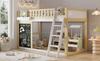 Loft Bed, Children's Bed, With Small Board for Painting, With Storage Box, Safety Rail, Storage Under the Bed, Pine + MDF, White+Natural, 90x200cm