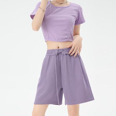 Strap-on Sports Shorts Women's Summer New Casual and Thin Wide-leg Pants Straight-leg Outer Wear Women's Five-point Pants