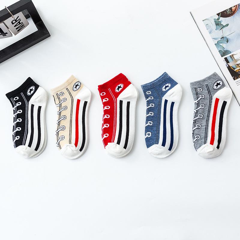 European & American Cross-Border Canvas Fun Socks: Casual, Low-Cut, Sporty Style for Couples