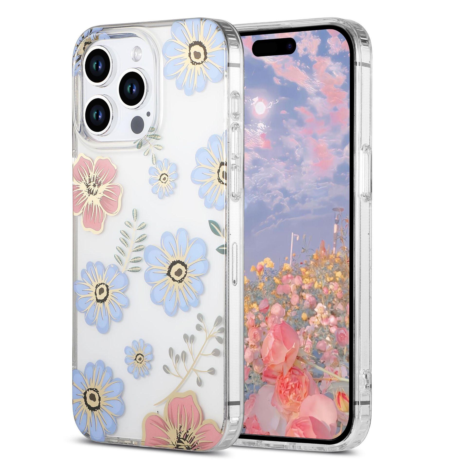

Suitable for Samsung S24ultra Flower Flower Hot Stamping S25 Electroplating Double Layer A54 Drop IPhone Phone Case Samsung A26