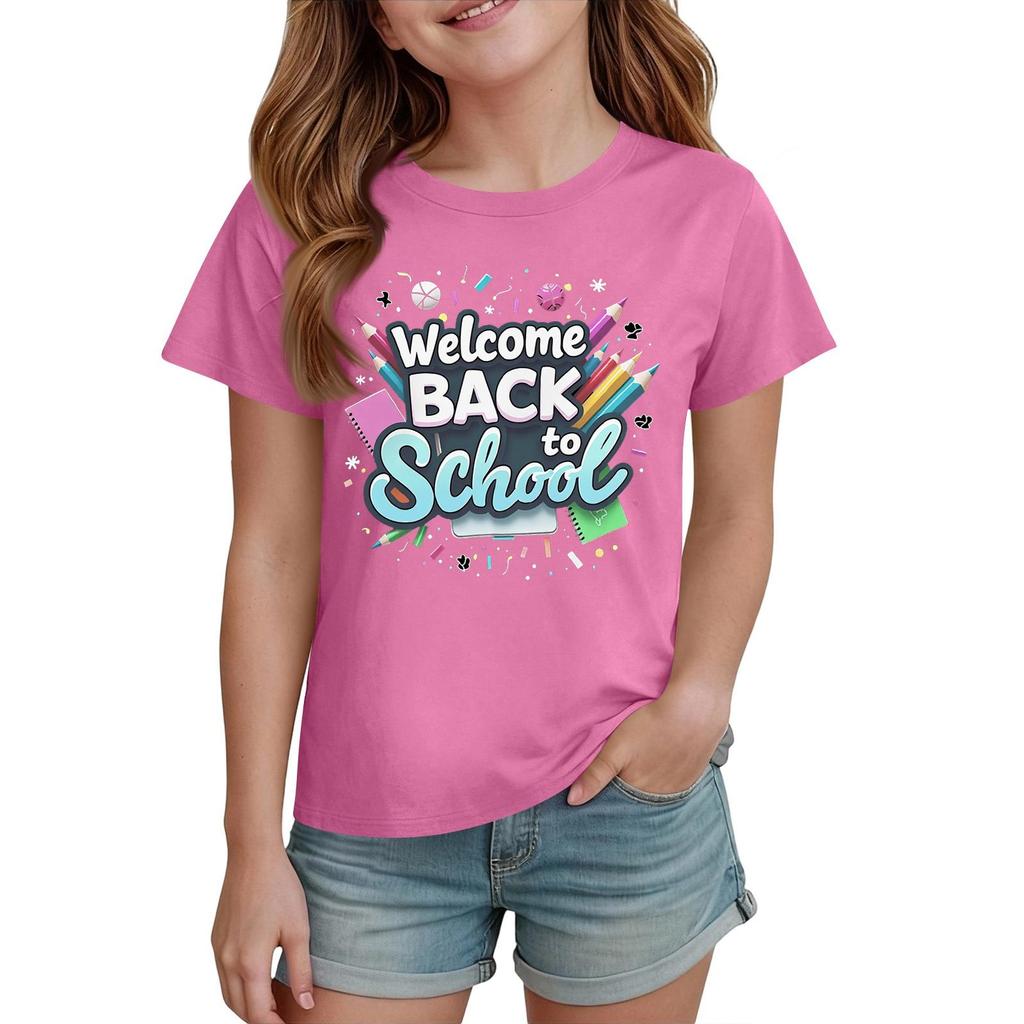 Kids Back To School Graphic T Shirt Casual Short Sleeve Crew Neck Tee for Boys and Girls Comfortable Fit Lightweight Fabric