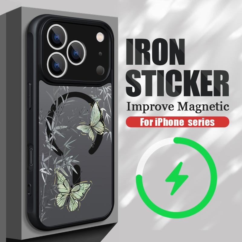 Creative Butterfly Flowers Pattern Case For iPhone 17 Pro Max Funda iPhone 16 15 14 13 Pro Max Rugged Bumper Magnetic For Magsafe Shockproof Cover