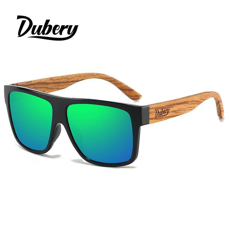 DUBERY New zebra-patterned wooden sunglasses, men's and women's, with black walnut frames and polarized lenses D0