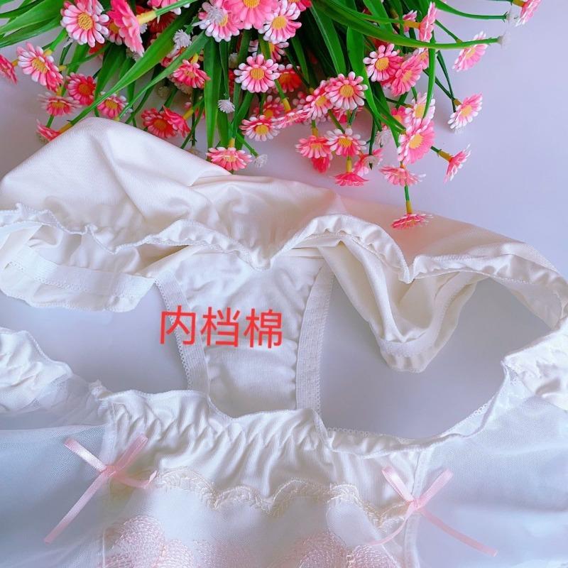 Japanese Lolita Male Panties Sissy Lingerie Sweet Men Ruffle Edge Briefs Lace Frilly Underpants See Through Crossdress Underwear