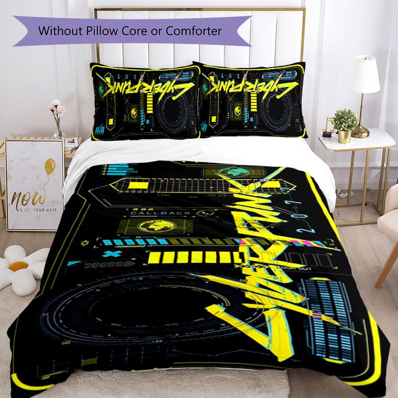 Cyberpunk 3pcs Bedding Set Duvet Cover Closure Includes 1 Duvet Cover & 2 Pillowcases for All Seasons Bedroom Home Dorm Decor