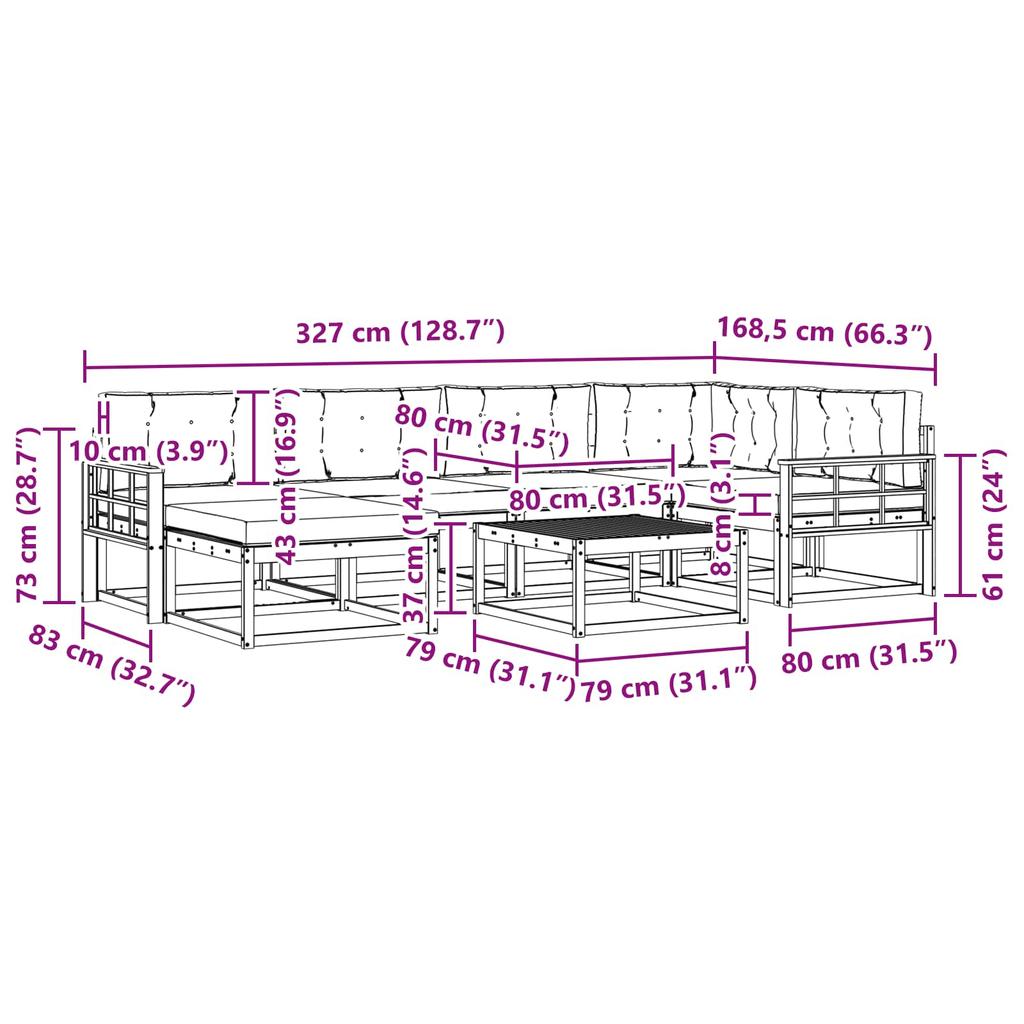 Outdoor Sofa Set 7 pcs White and Light Grey