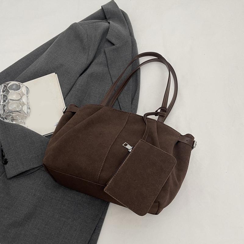 Bags Shoulder Suede For Yogodlns Women Large Capacity Totes Lightweight Underarm Bag Casual Shopper Handbag Solid Color Travel Bucket Bag
